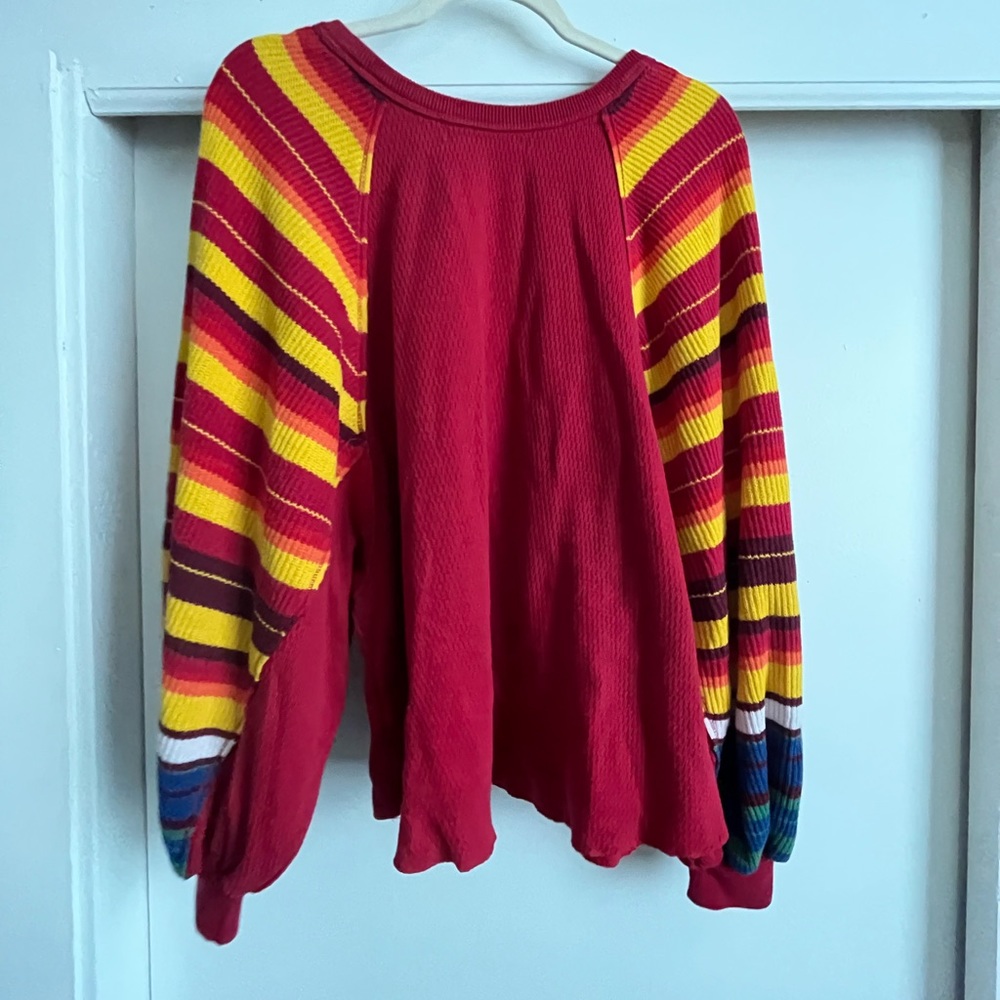 Balloon Sleeve Sweater Free People Red Rasta
